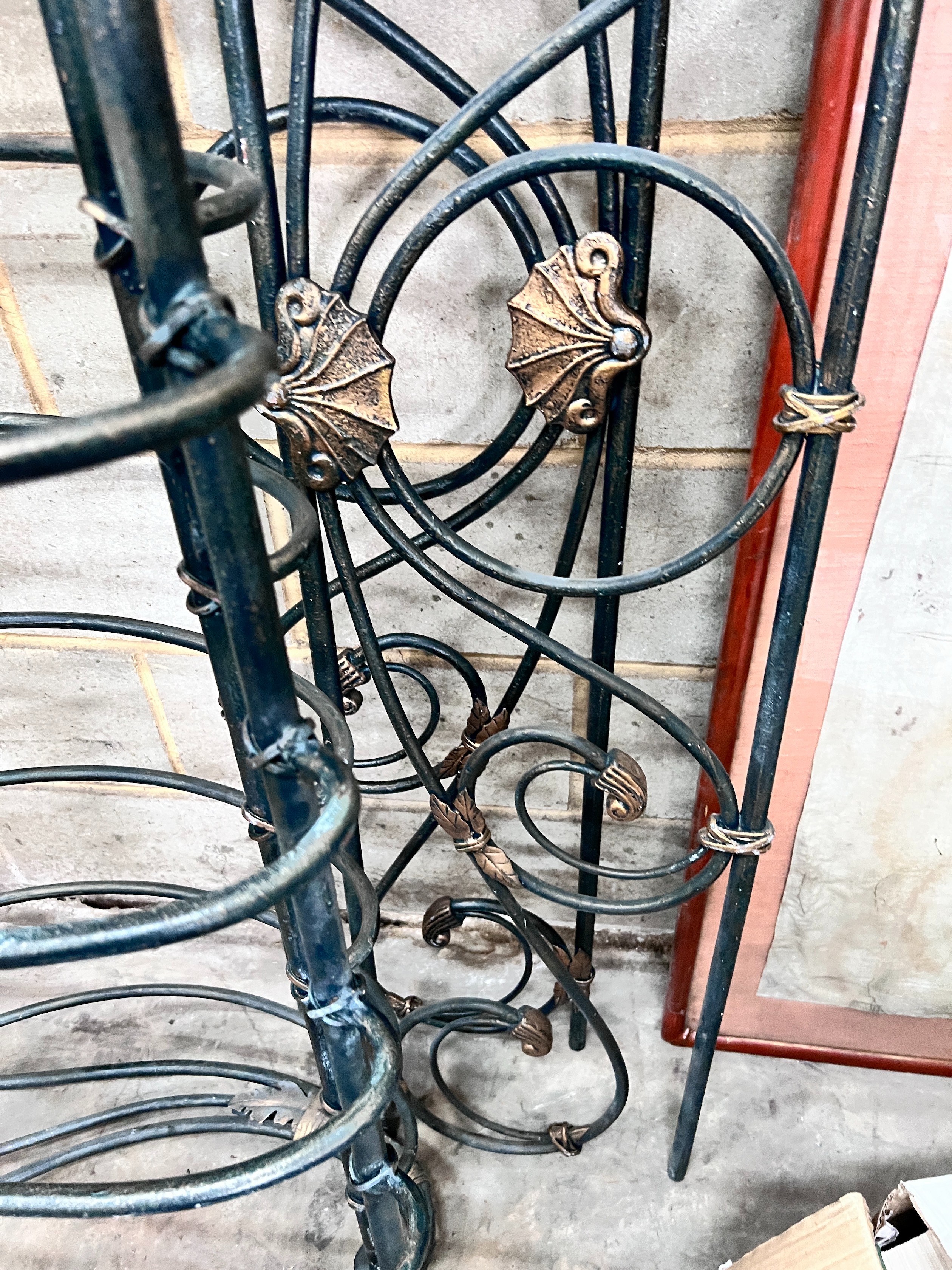 A green painted wrought iron Kingsize bed frame, width 195cm *Please note the sale commences at 9am.